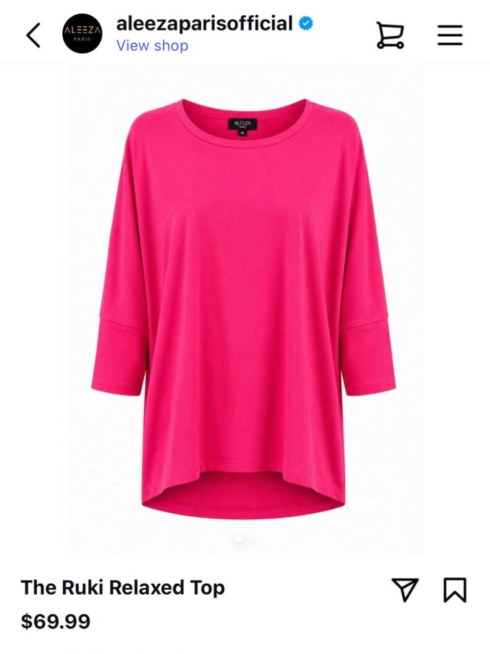 Aleeza Paris Ruki Relaxed Top in Hot Pink